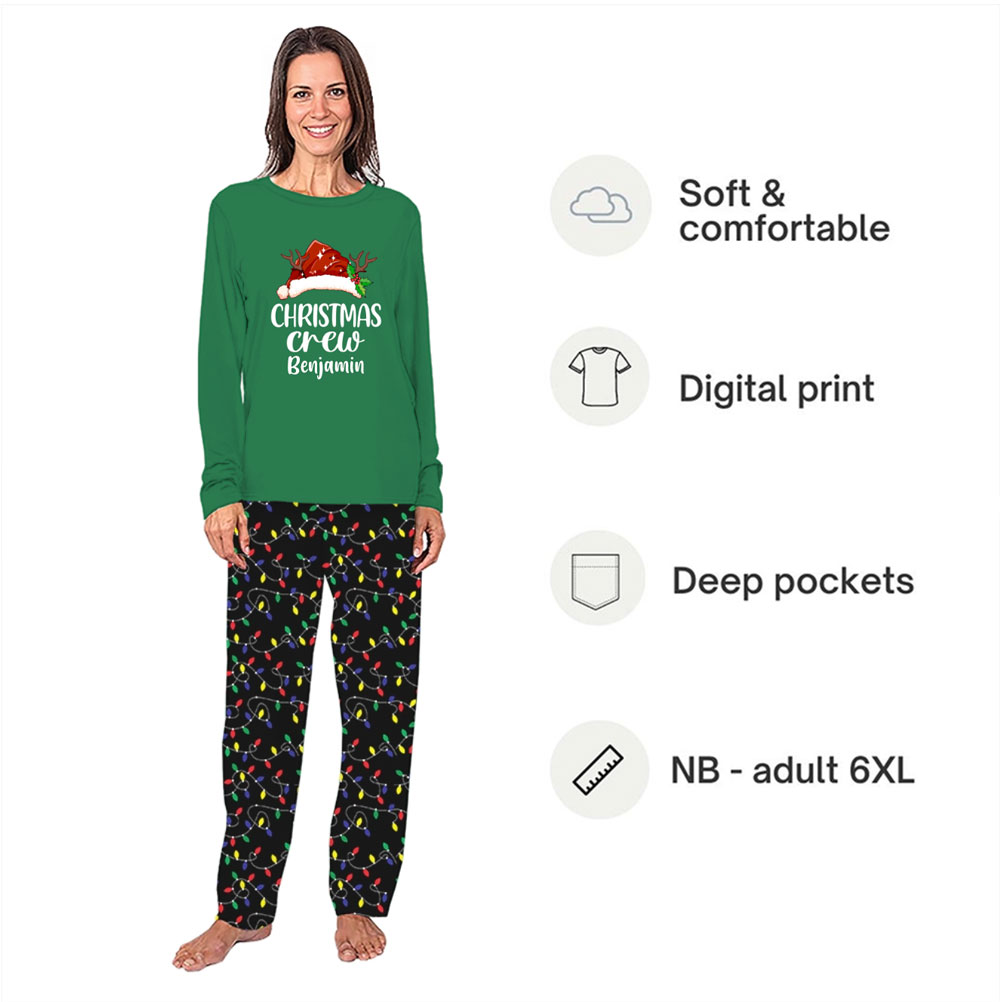 Personalized Name Christmas Crew Matching Family Sleepwear Personalized Name Christmas Crew Matching Family Sleepwear