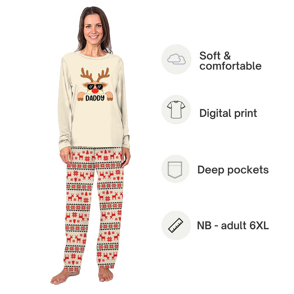 Easily Customizable Rudolph Family Christmas Pajamas With Live Preview