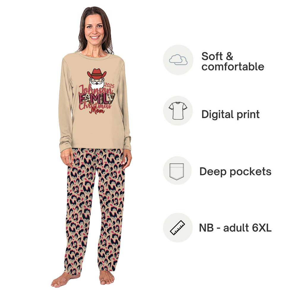 Personalized Western Leopard Christmas Pajamas Matching Family