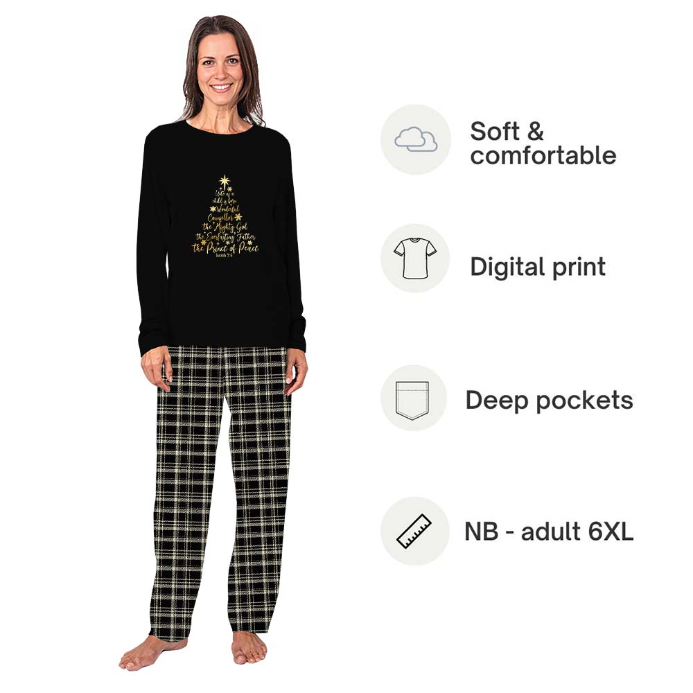 Bible Verse Isaiah 9 6 Christian Christmas Family Pajamas All Sizes
