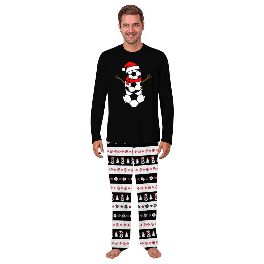 Soccer Ball Snowman Ugly Christmas Pajamas With Plus Size