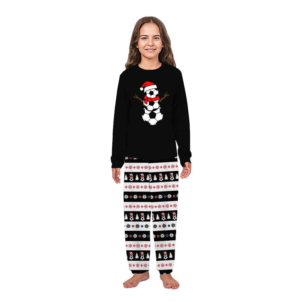 Soccer Ball Snowman Ugly Christmas Pajamas With Plus Size