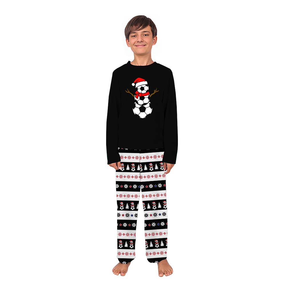 Soccer Ball Snowman Ugly Christmas Pajamas With Plus Size