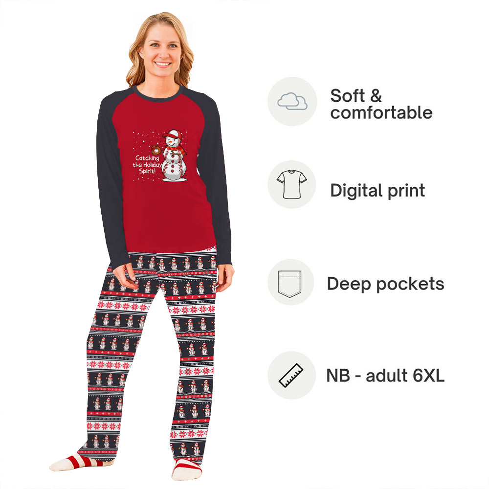 Baseball Snowman Player Matching Family Christmas Pajamas Baseball Snowman Player Matching Family Christmas Pajamas
