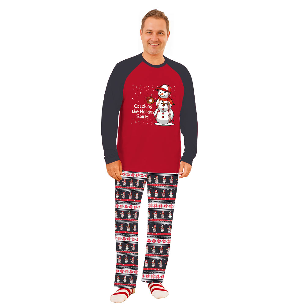 Baseball Snowman Player Matching Family Christmas Pajamas Baseball Snowman Player Matching Family Christmas Pajamas