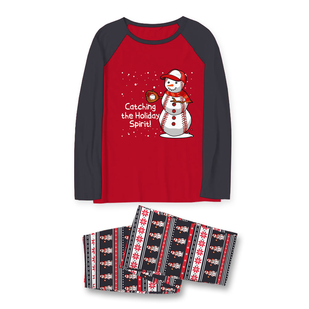Baseball Snowman Player Matching Family Christmas Pajamas Baseball Snowman Player Matching Family Christmas Pajamas