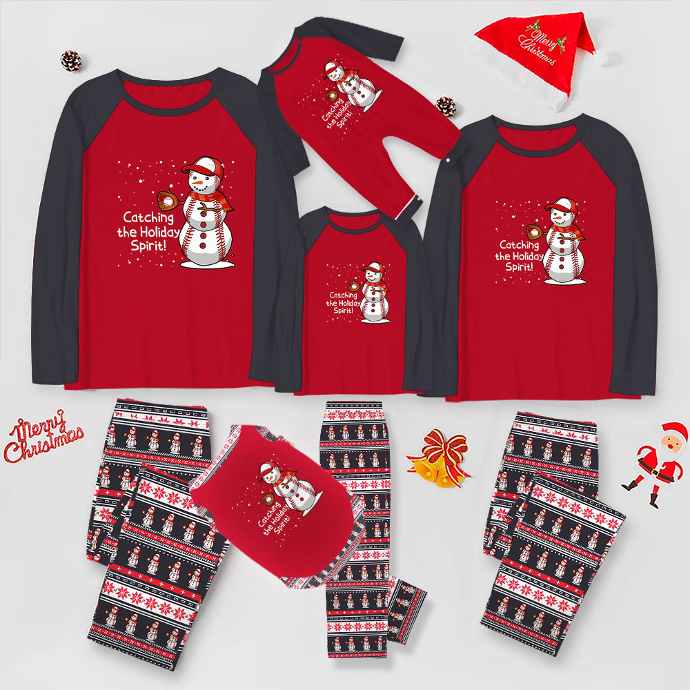 Baseball Snowman Player Matching Family Christmas Pajamas Baseball Snowman Player Matching Family Christmas Pajamas