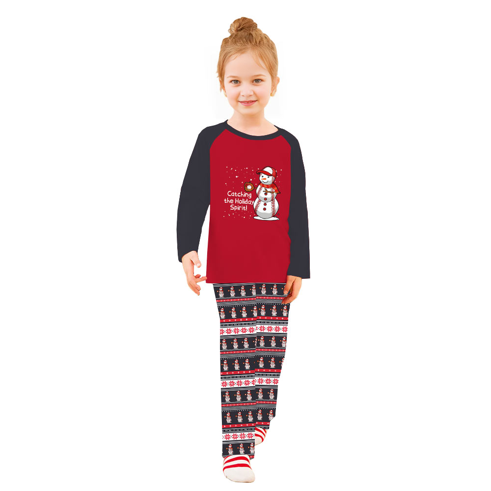 Baseball Snowman Player Matching Family Christmas Pajamas Baseball Snowman Player Matching Family Christmas Pajamas