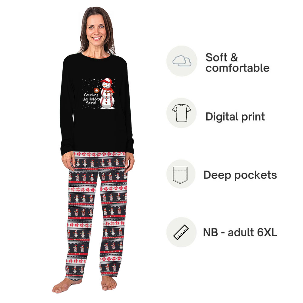 Ugly Baseball Snowman Matching Family Christmas Jammies