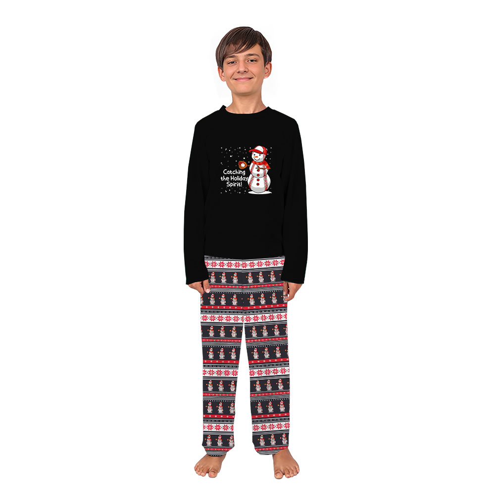 Ugly Baseball Snowman Matching Family Christmas Jammies