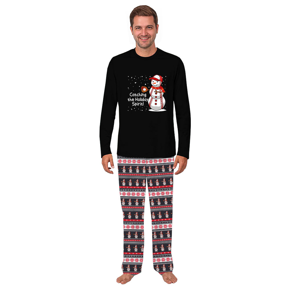 Ugly Baseball Snowman Matching Family Christmas Jammies