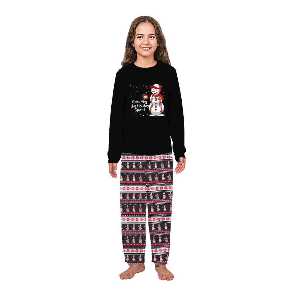 Ugly Baseball Snowman Matching Family Christmas Jammies