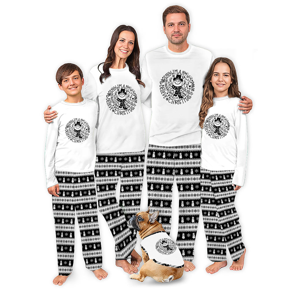 Funny Snowman Believe Matching Family Xmas Pajamas