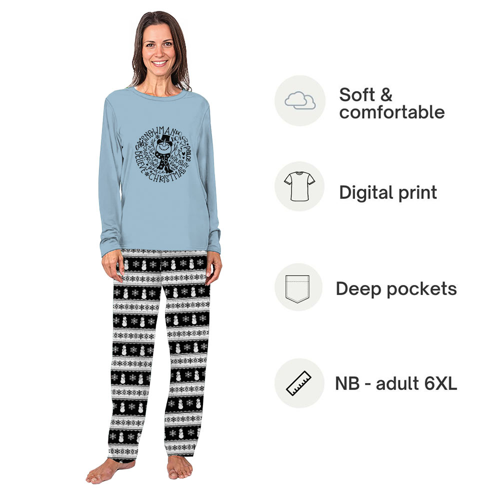 Funny Snowman Believe Matching Family Xmas Pajamas