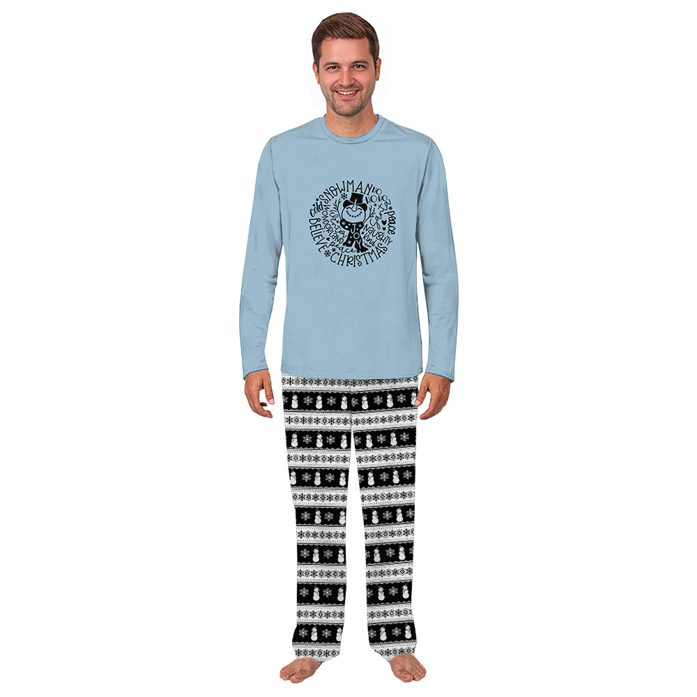 Funny Snowman Believe Matching Family Xmas Pajamas