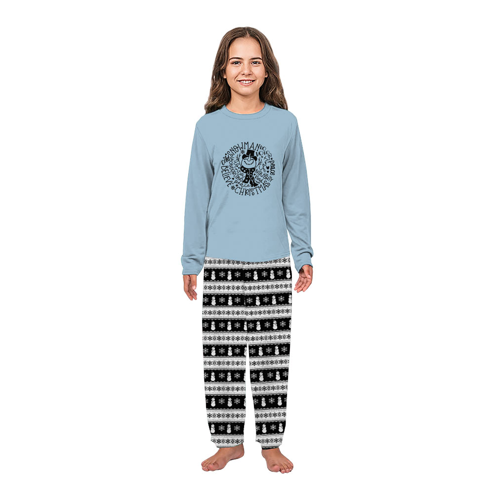 Funny Snowman Believe Matching Family Xmas Pajamas