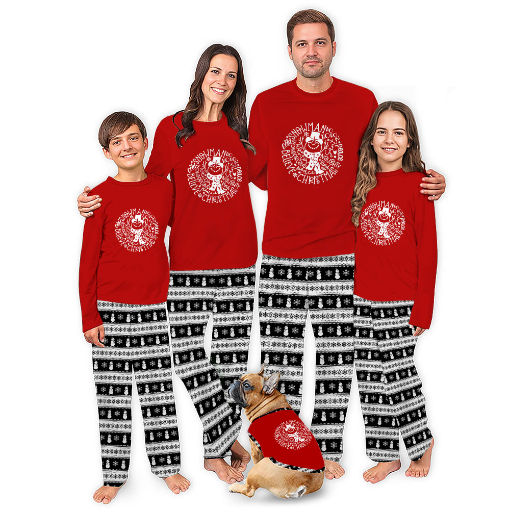 Funny Snowman Believe Matching Family Xmas Pajamas