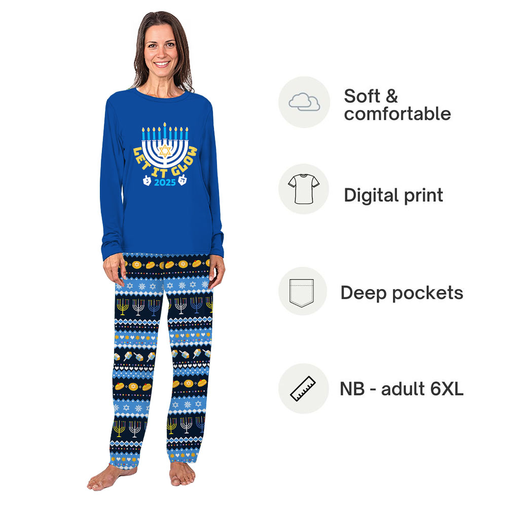Hanukkah Let It Glow Christmas Pajamas Matching Family Hanukkah Let It Glow Christmas Pajamas Matching Family