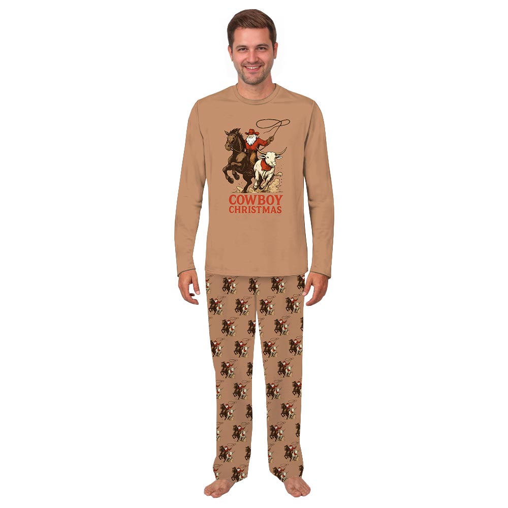 Christmas Cowboy Santa Riding Horse Matching Xmas Pjs Family