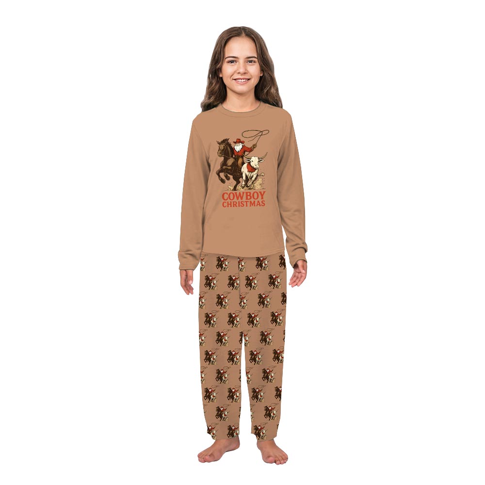 Christmas Cowboy Santa Riding Horse Matching Xmas Pjs Family