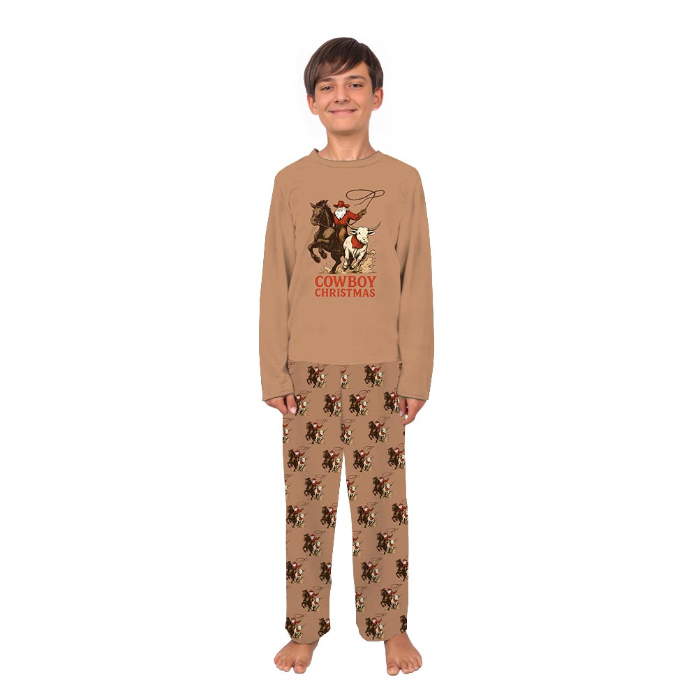 Christmas Cowboy Santa Riding Horse Matching Xmas Pjs Family