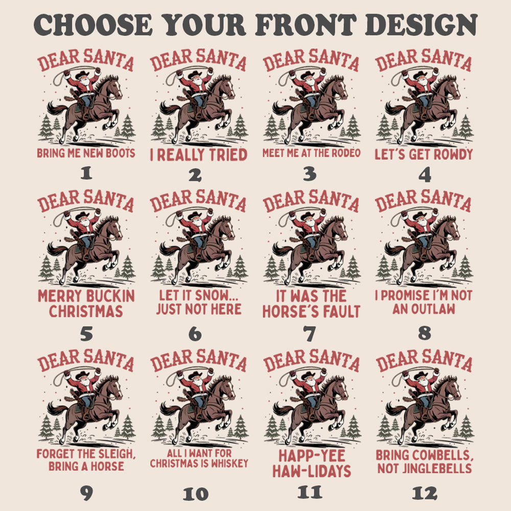 Western Horse Santa Cowboy Matching Family Christmas Pajamas Western Horse Santa Cowboy Matching Family Christmas Pajamas