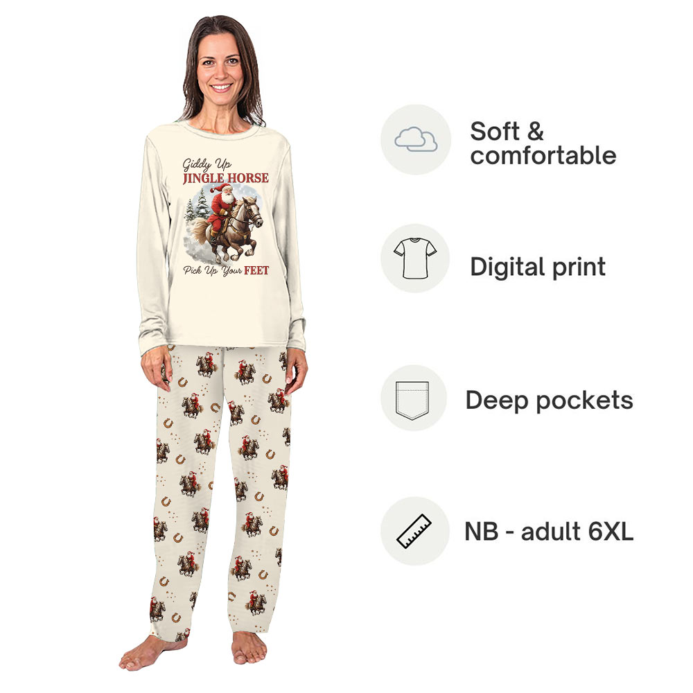 Giddy Up Jingle Horse Santa Christmas Pajamas Matching Family