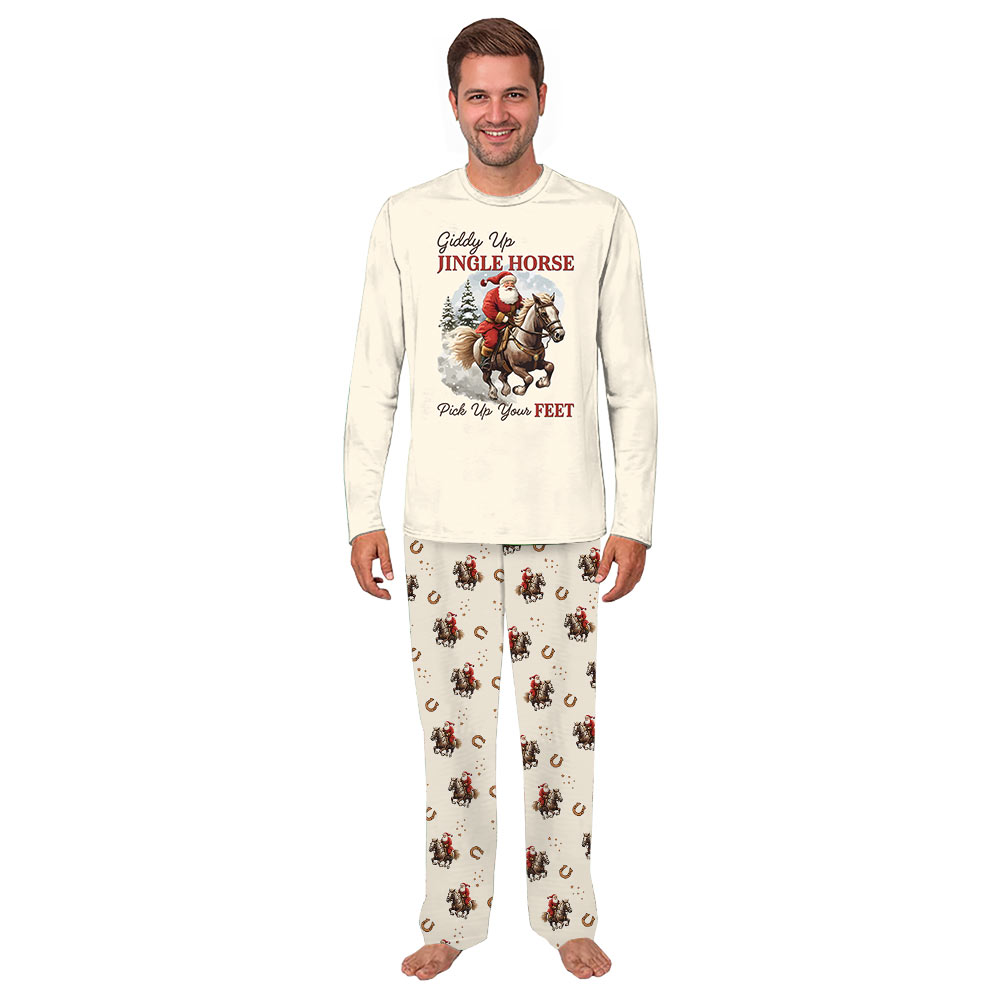 Giddy Up Jingle Horse Santa Christmas Pajamas Matching Family
