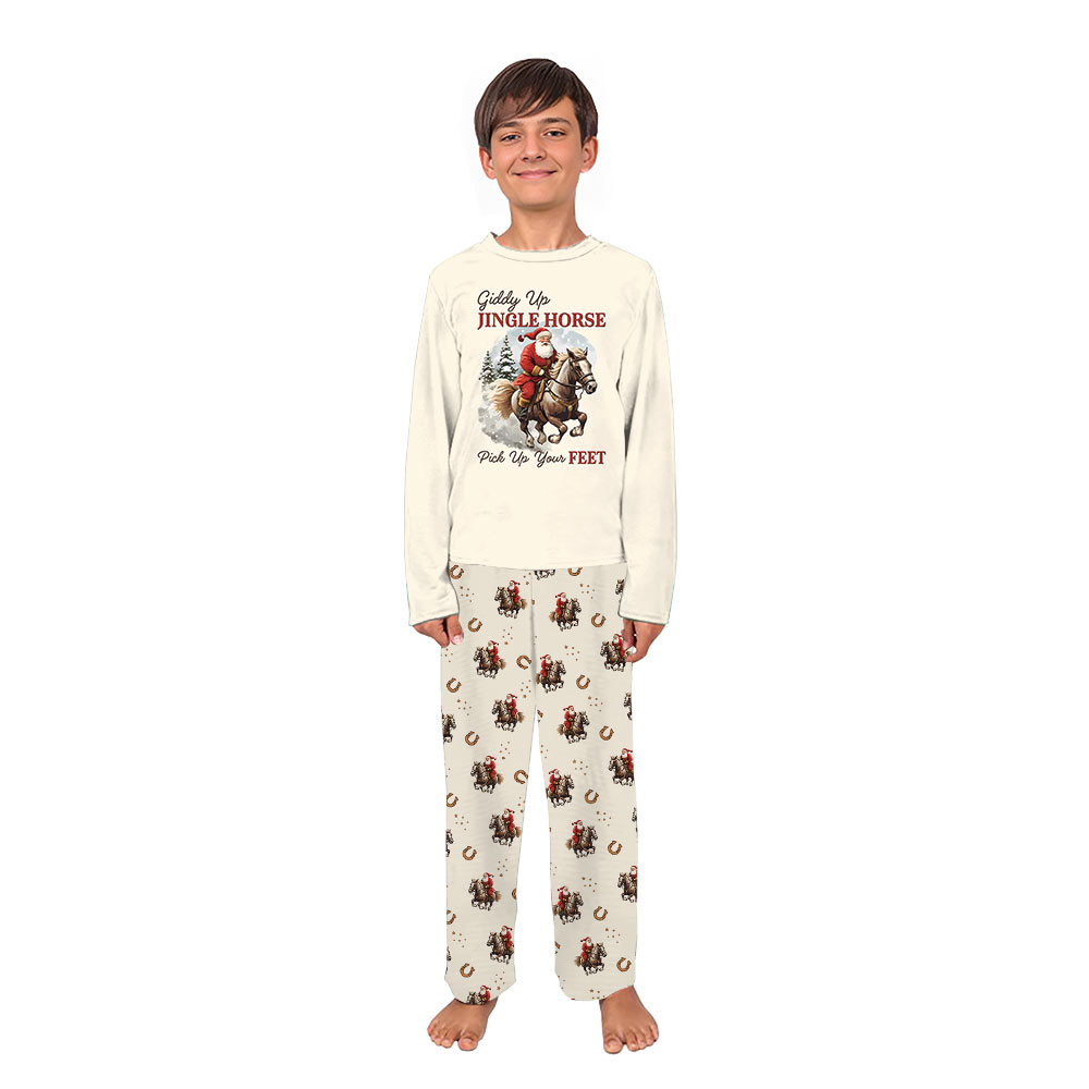 Giddy Up Jingle Horse Santa Christmas Pajamas Matching Family