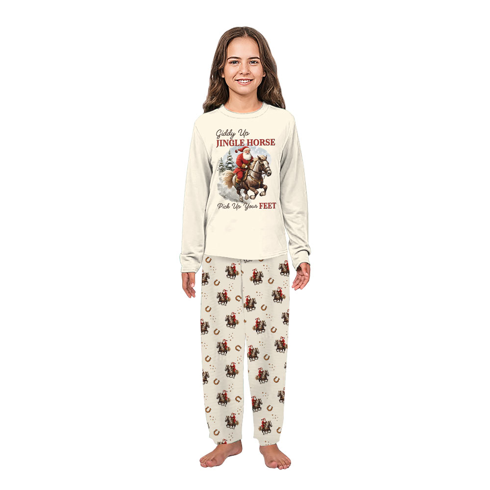 Giddy Up Jingle Horse Santa Christmas Pajamas Matching Family