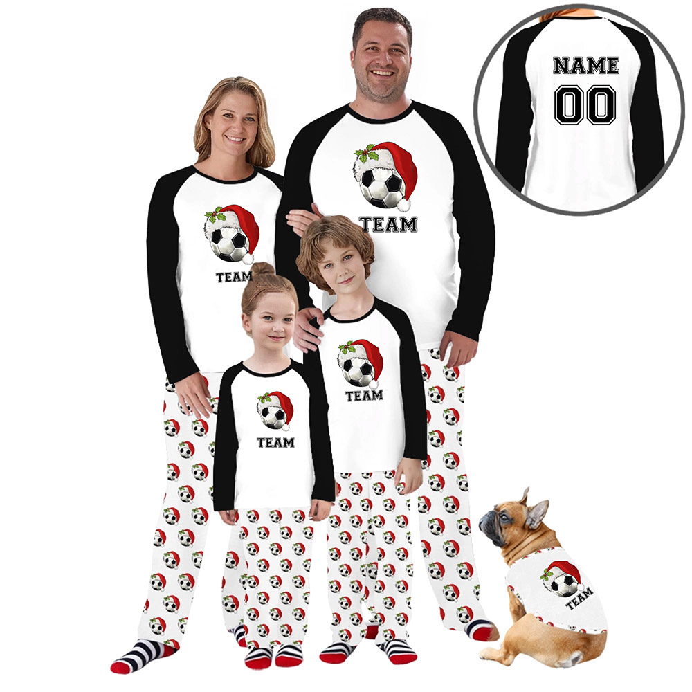 Soccer Christmas Hat with Name and Number Custom Family Pajamas