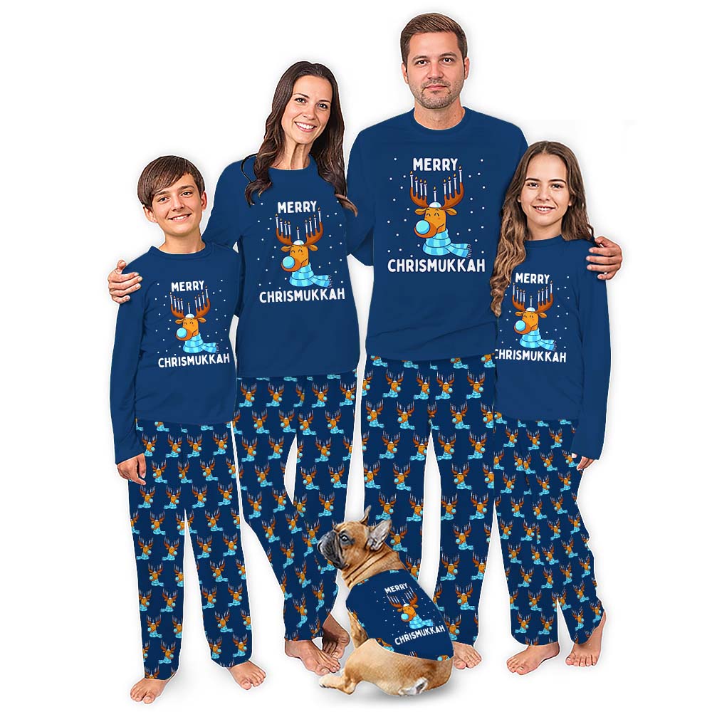 Cute Hanukkah Christmas Pajamas With Reindeer