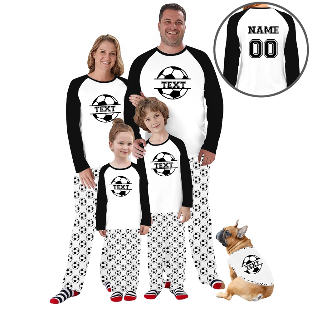 Live Preview Black Soccer Name and Number Custom Family Pajamas