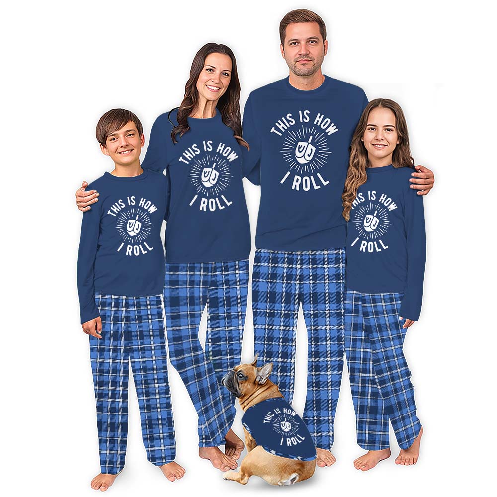 Funny This Is How I Roll Matching Hanukkah Pajamas With Dog