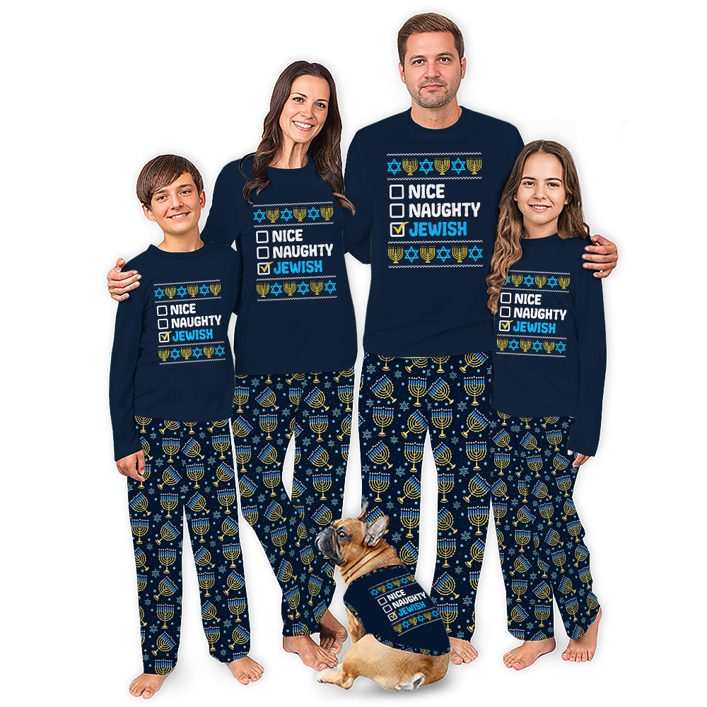 Hanukkah Naughty And Nice Matching Family Christmas Pajamas Hanukkah Naughty And Nice Matching Family Christmas Pajamas