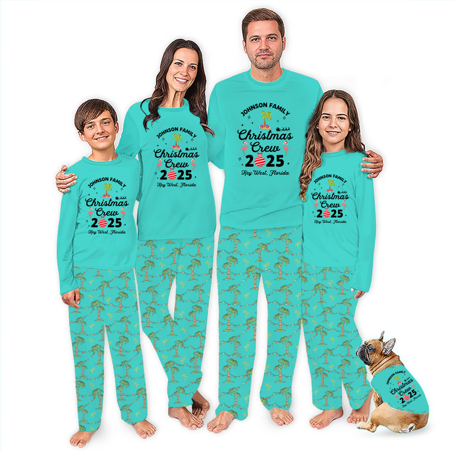 Personalized Tropical Christmas Crew Pajamas With Name Live Preview