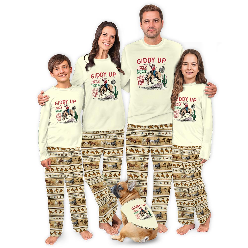 Giddy Up Western Cowboy Plus Size Family Christmas Pajamas