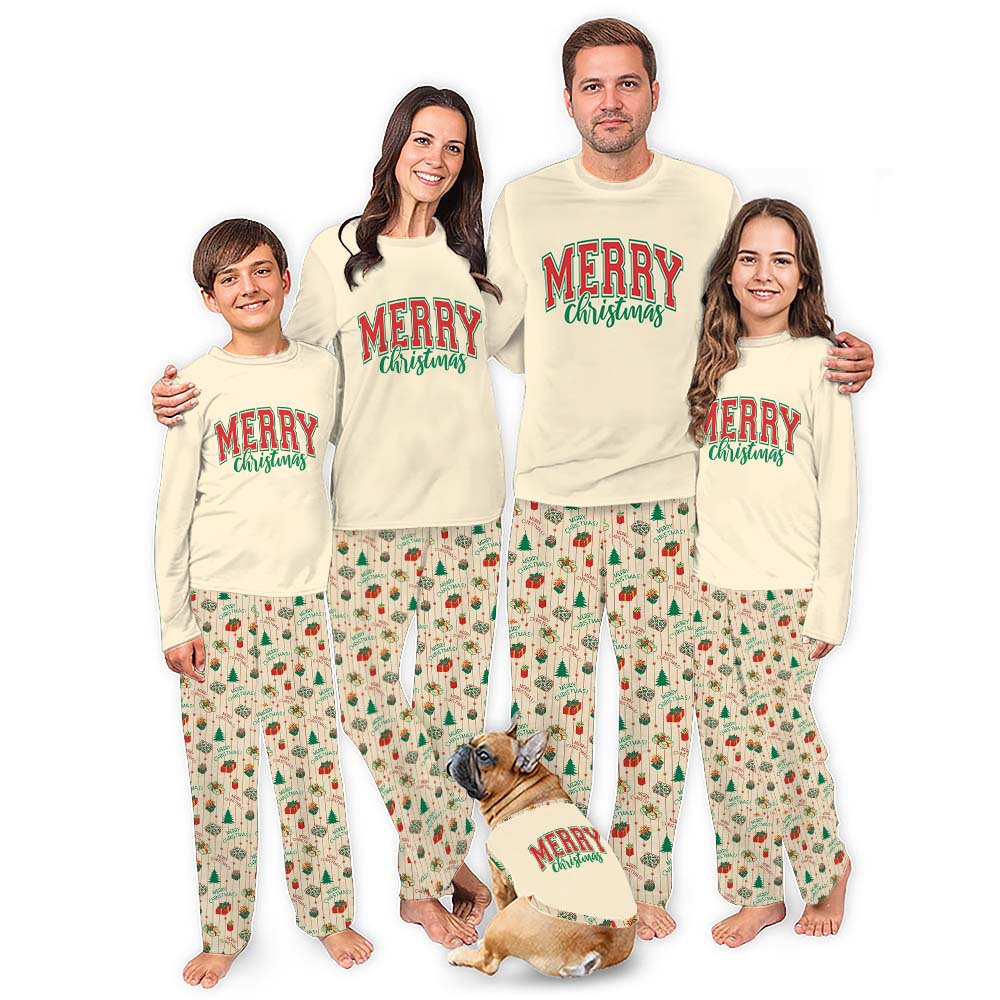 Merry Christmas Matching Pjs For Family And Dog