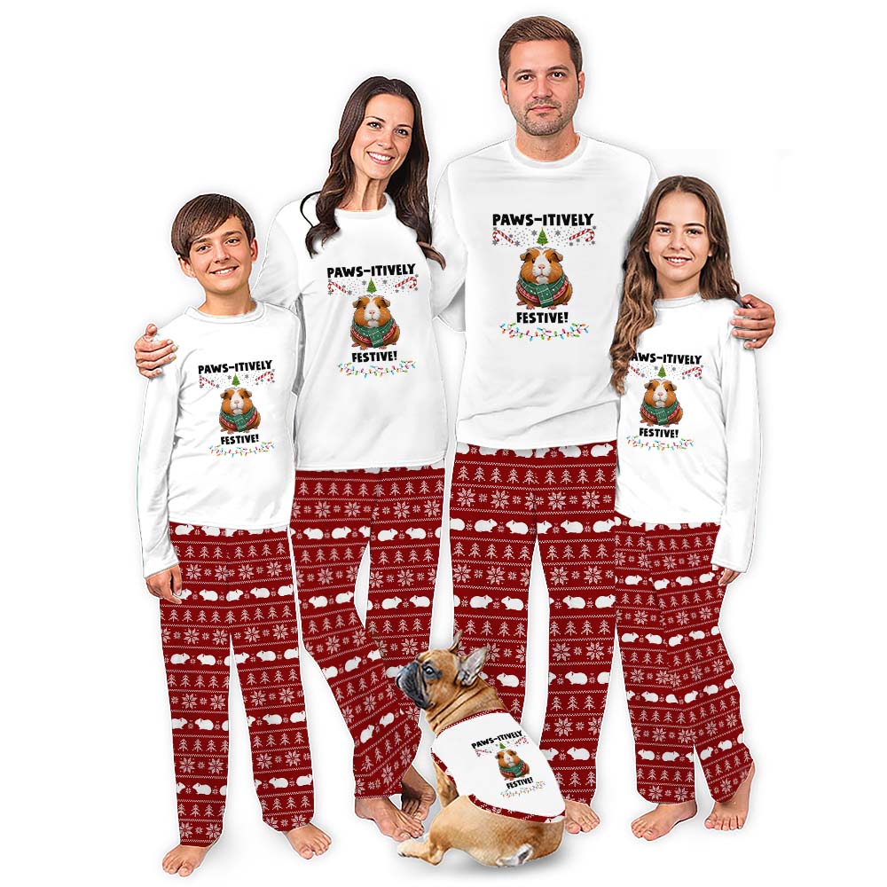 Cute Guinea Pig Christmas Pajamas With Customizable Sayings