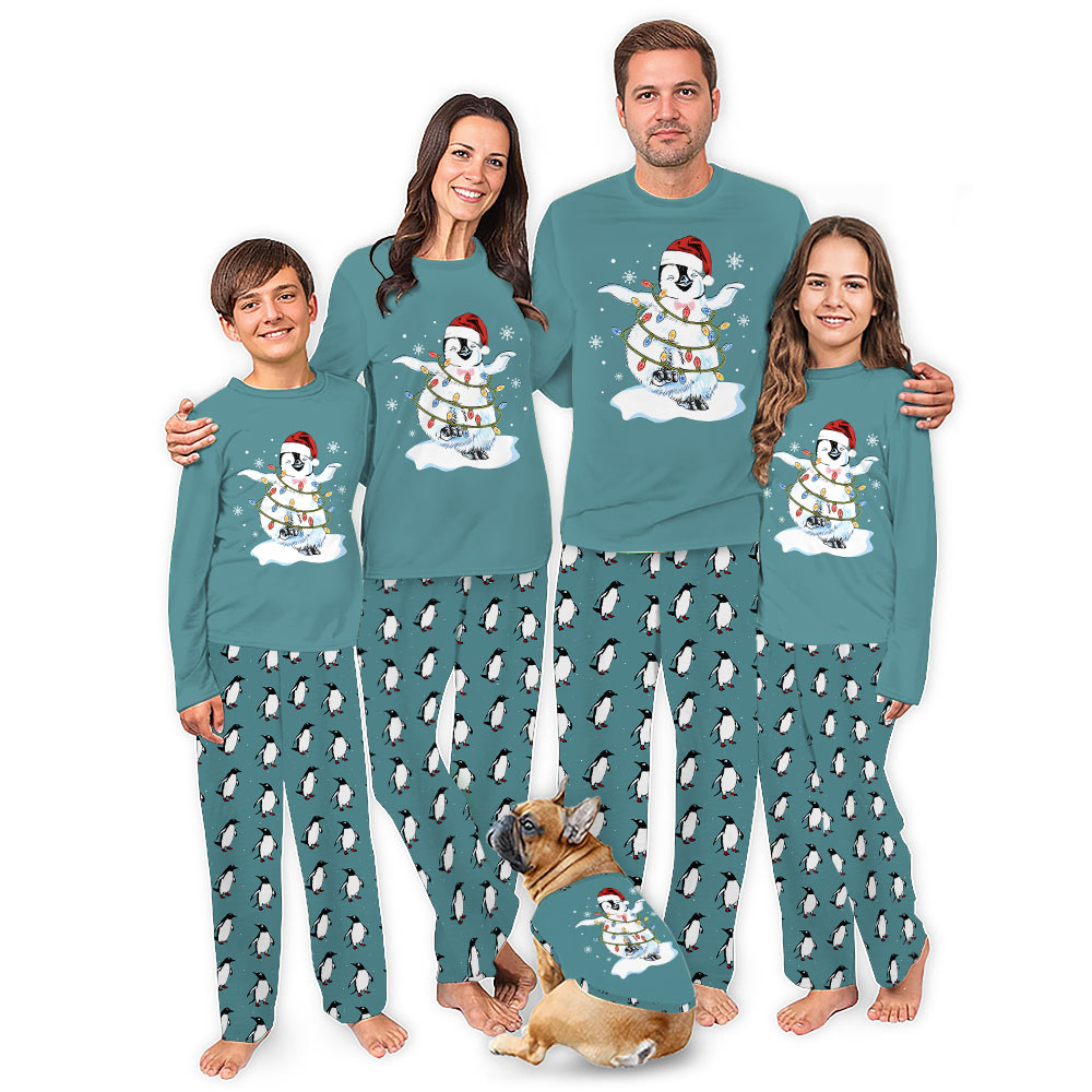 Cute Penguin Christmas Pajamas Matching Family and Dog