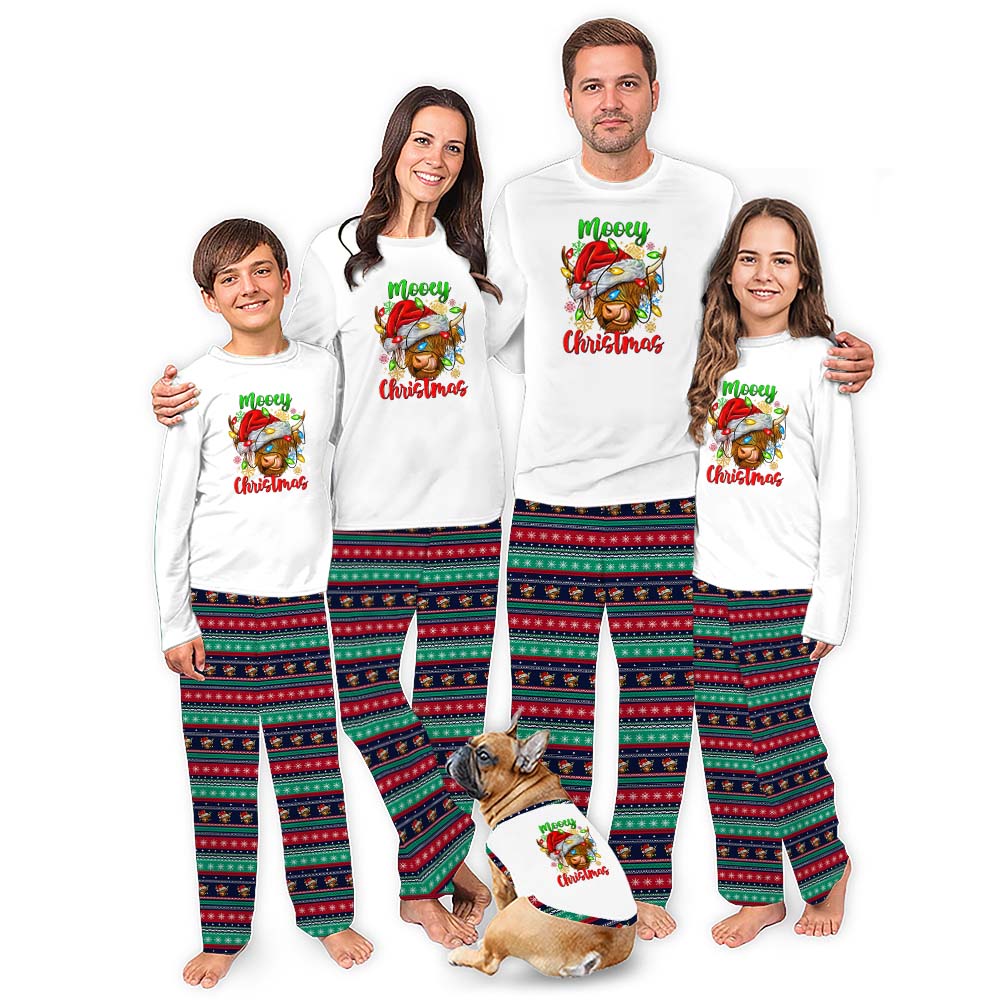 Highland Cow Ugly Christmas Pajamas Family With Pockets