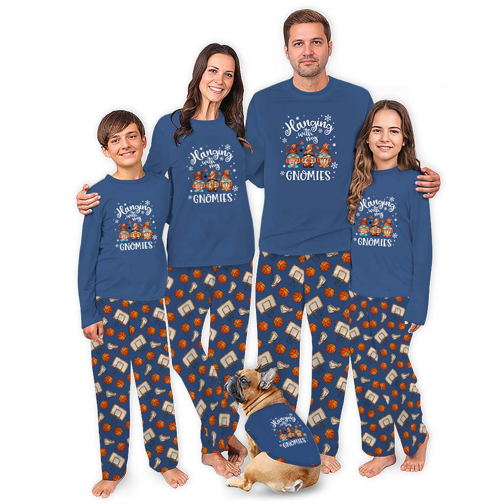 Funny Hangin With My Gnomies Basketball Christmas Pajamas With Plus Sizes