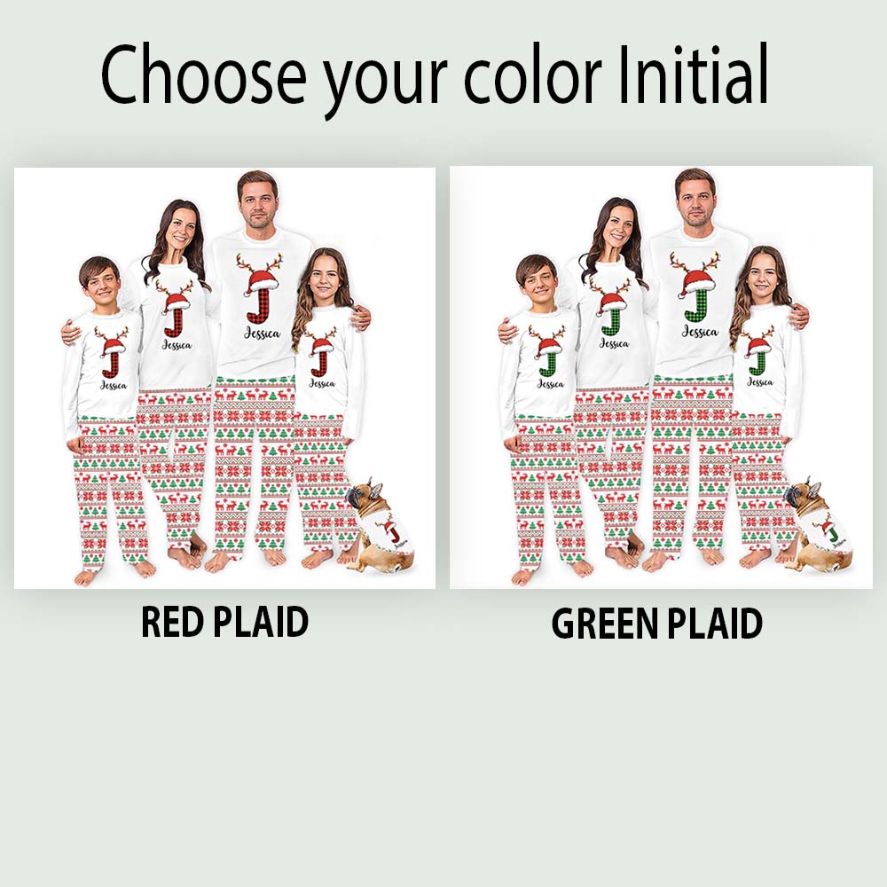Red And White Personalized Christmas Pjs With Initials And Name Red And White Personalized Christmas Pjs With Initials And Name