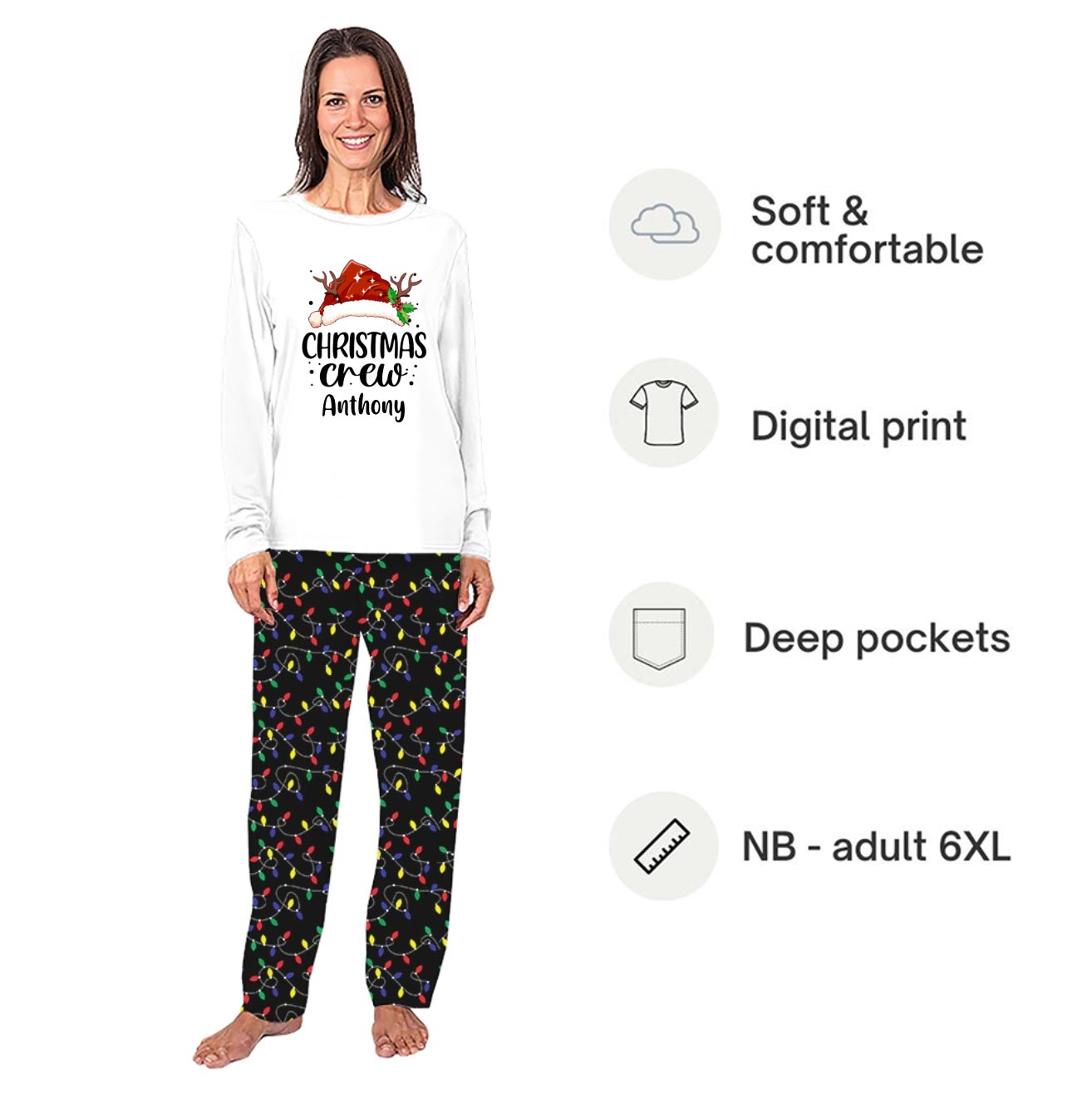 Custom Christmas Crew Pajamas With Name Matching Family Custom Christmas Crew Pajamas With Name Matching Family