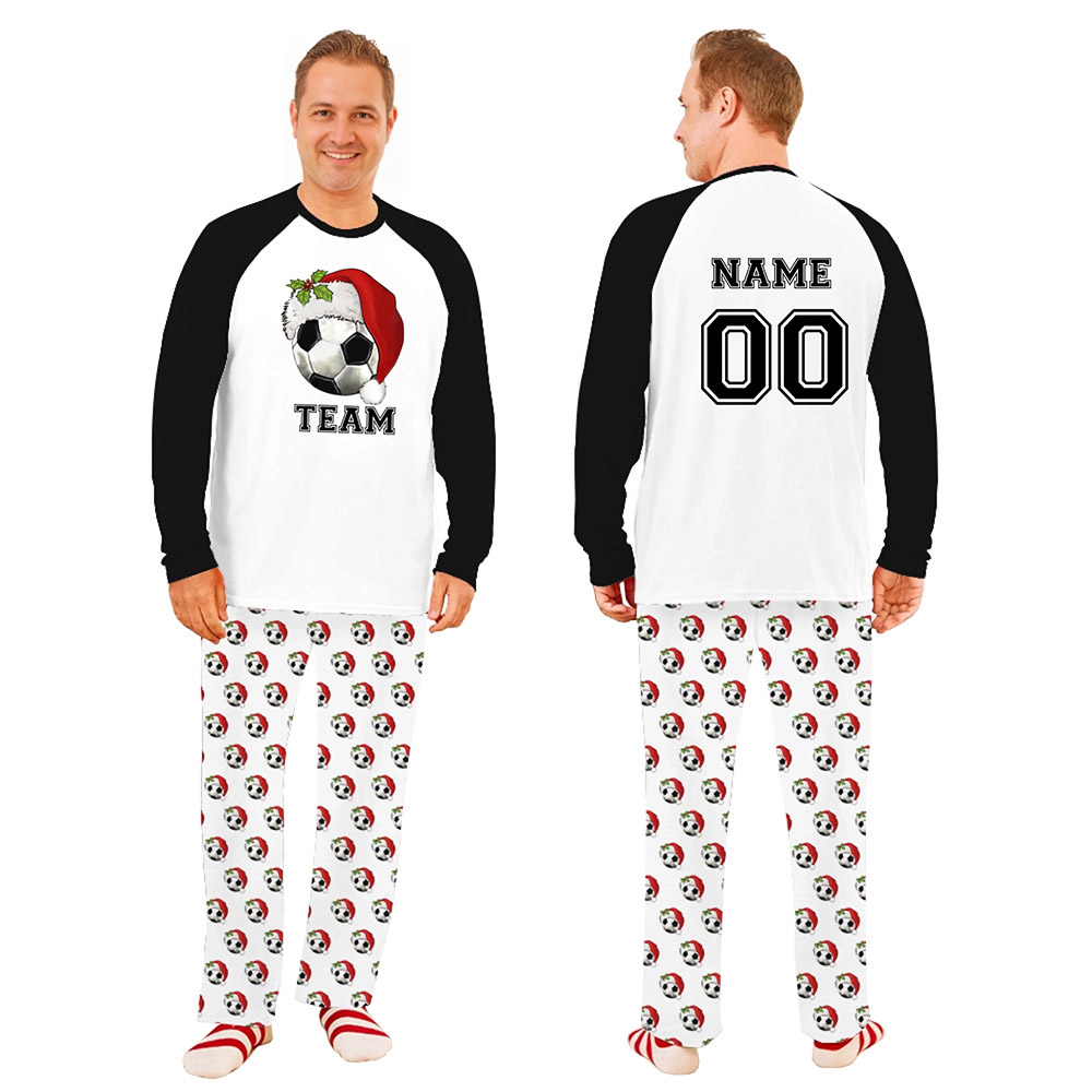 Soccer Christmas Hat with Name and Number Custom Family Pajamas