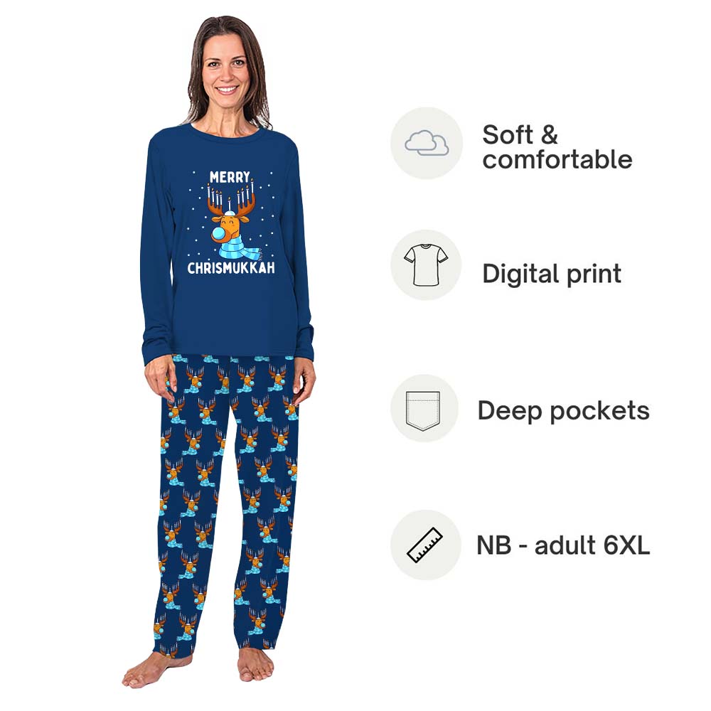 Cute Hanukkah Christmas Pajamas With Reindeer