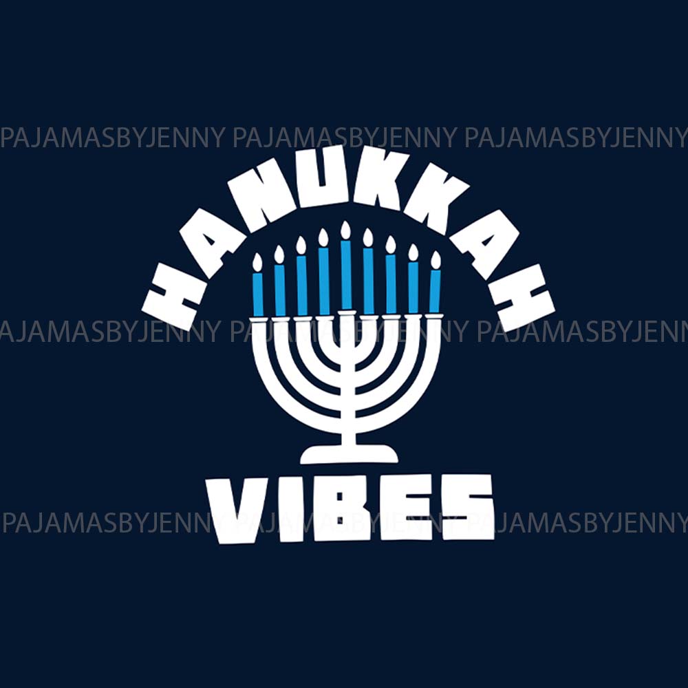 Navy Matching Hanukkah Family Pajamas With Plus Size