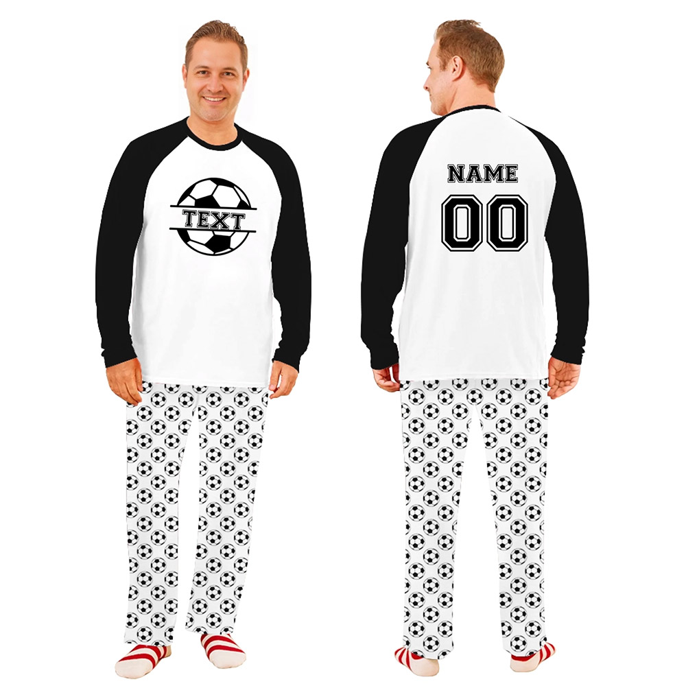 Live Preview Black Soccer Name and Number Custom Family Pajamas