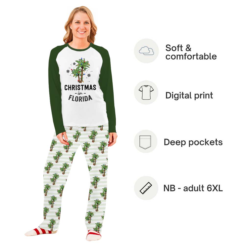 Palm Trees Christmas Pajamas For Florida With Plus Size Palm Trees Christmas Pajamas For Florida With Plus Size