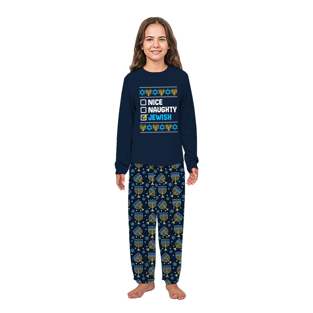 Hanukkah Naughty And Nice Matching Family Christmas Pajamas Hanukkah Naughty And Nice Matching Family Christmas Pajamas